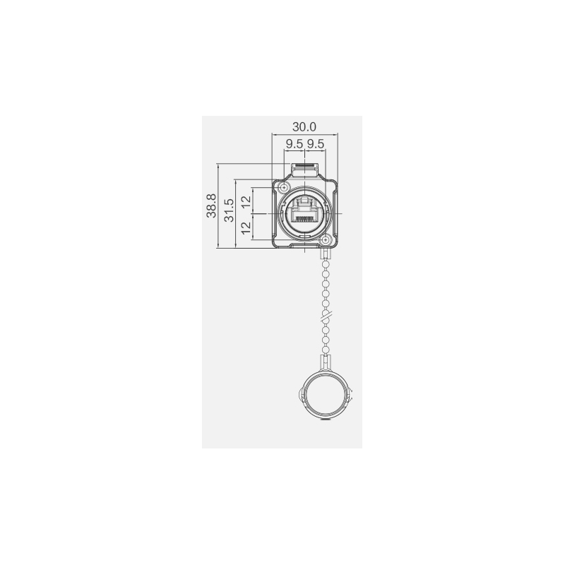 IP67 Vattentät chassi / panel RJ45 genomgång kontakt UTP