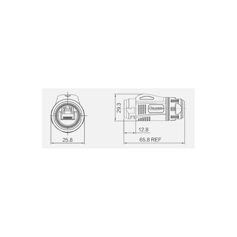 IP67 Vattentät plasthus för RJ45 UTP-patchkabel.