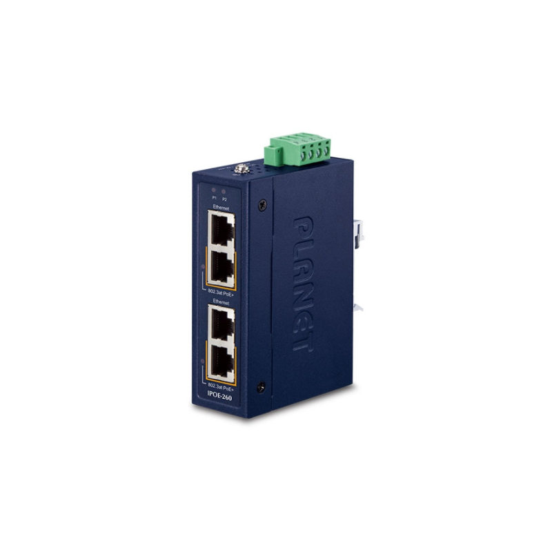 2 x PoE+ injektor 2 x PoE+ PSE og 2 x LAN. Gigabit. Mid-span injektor