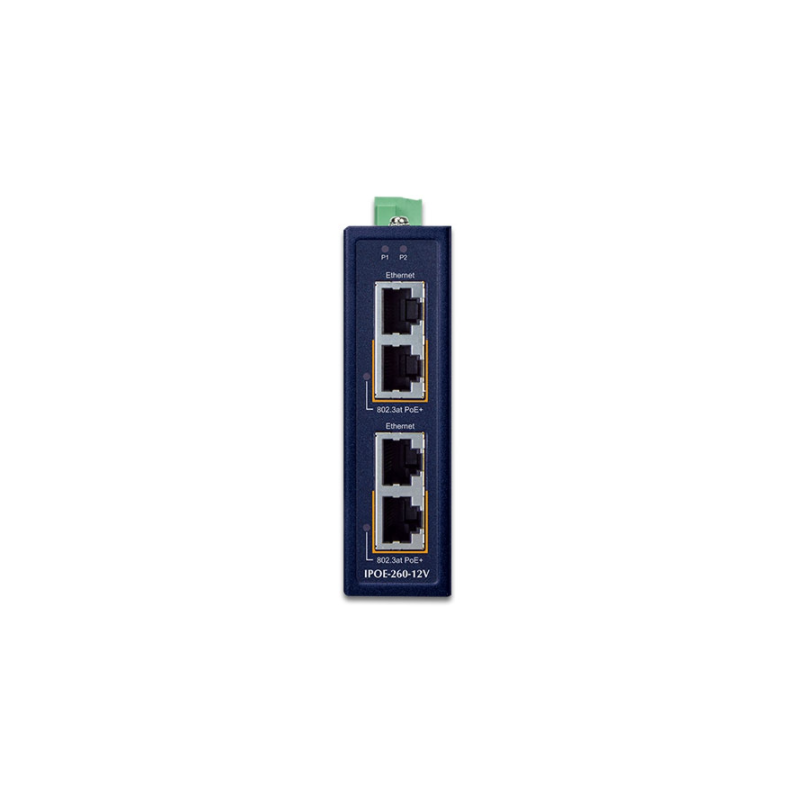 2 x PoE+ injektor 2 x PoE+ PSE og 2 x LAN. Gigabit. Mid-span injektor