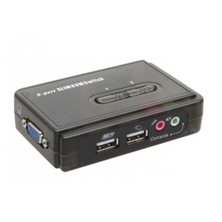 Kompakt 2-portars KVM-switch med USB & VGA, högupplöst 2048x1536