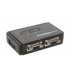 Kompakt 2-portars KVM-switch med USB & VGA, högupplöst 2048x1536