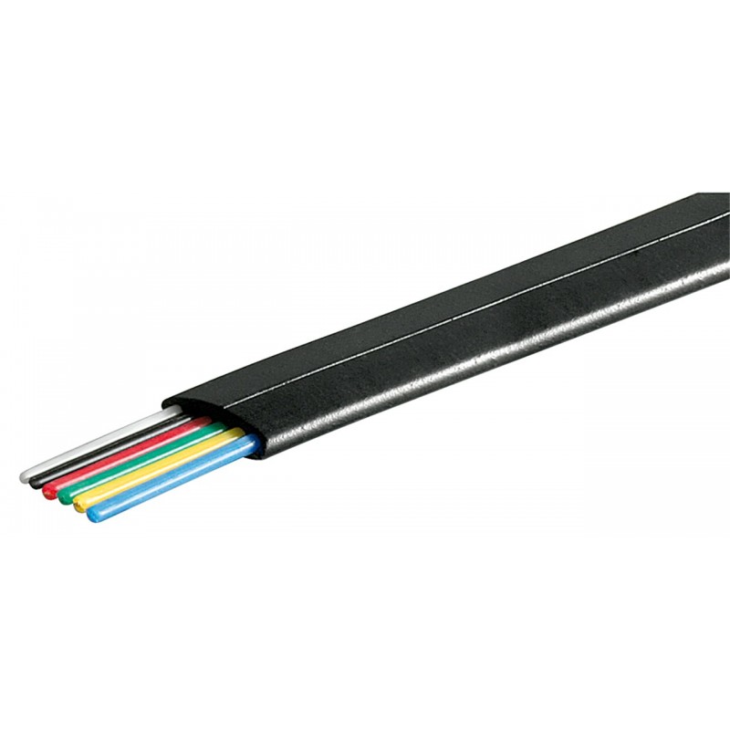 6-ledare telefonkabel - svart, per meter, klar för RJ11
