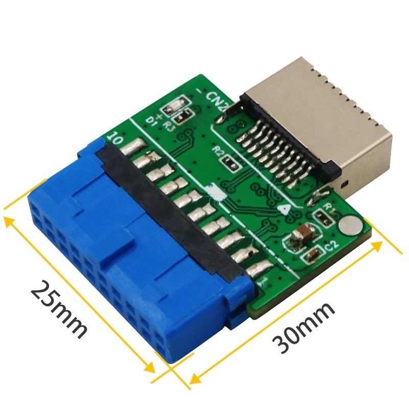 USB 3.0 IDC 19-stift till USB 3.1 Type-E Adapterkabel - 10 Gbps Transfer