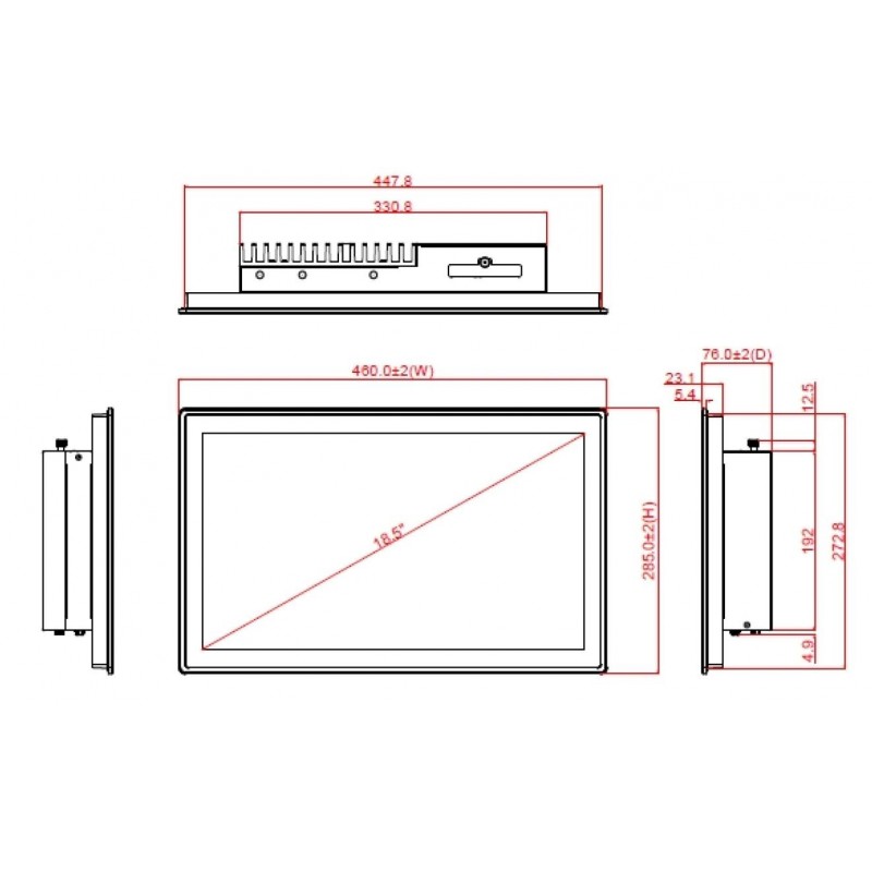 18,5 widescreen panel pc barbone, 8/9:e generationens Intel i7/i5/i3 & Celer...
