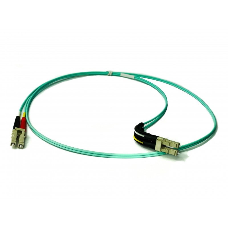 Vinklad, fiberkabel, Multi mode, LC-LC, 1m, 50 / 125my, OM3, Aqua, LSZH, Duplex