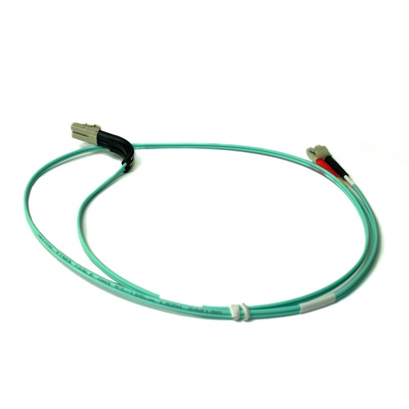 Vinklad, fiberkabel, Multi mode, LC-LC, 2m, 50 / 125my, OM3, Aqua, LSZH, Duplex