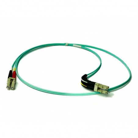 Vinklad fiberkabel. Multi mode, LC-LC, 0,5 M, 50 / 125MY, OM3, Aqua, LSZH
