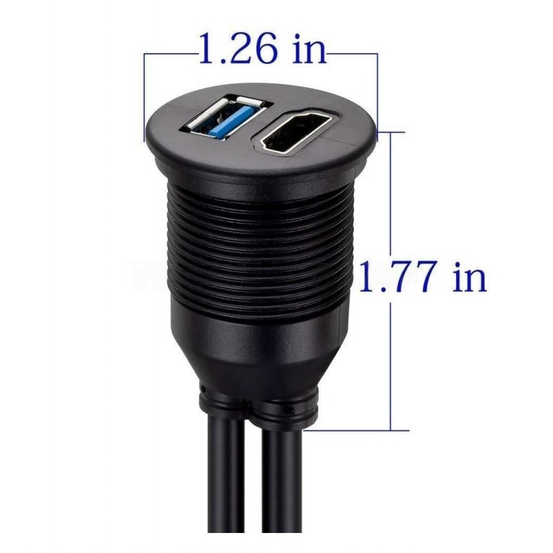 HDMI & USB 3.0 Panelförlängare - 1 meter