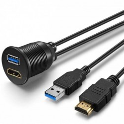 HDMI & USB 3.0 Panelförlängare - 1 meter
