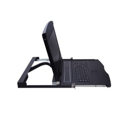 Utdragbar konsol med bildskärm, tangentbord och pekplatta. HDMI. Lokal drift av server i 19" rackskåp