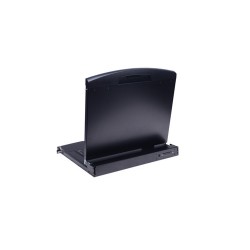 Utdragbar konsol med bildskärm, tangentbord och pekplatta. HDMI. Lokal drift av server i 19" rackskåp