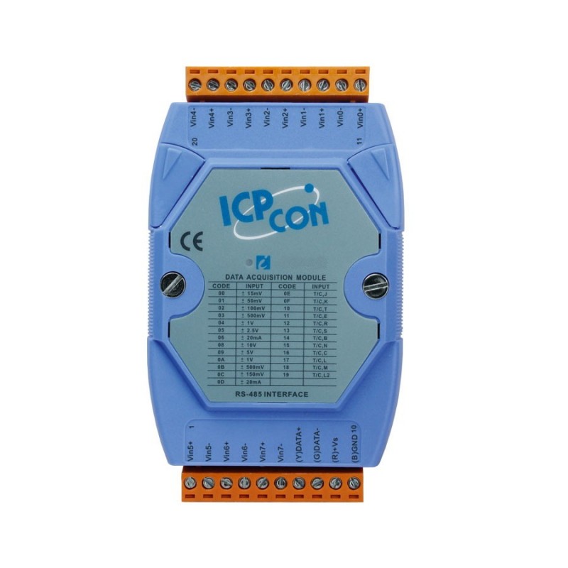 8x analoga ingångar, Modbus RTU, DCON, RS485, 10 - 30 VDC