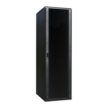 42U 19 "Rackskåp, 100cm djupt, svart, dörr med glasfront