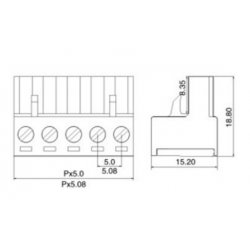 2-polig skruvplint för industridatorer - 2EDG 5,08 mm