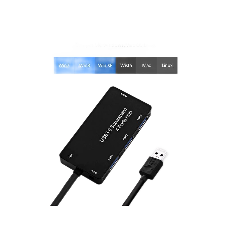 USB Hub superhastighet - 4 portar - USB 3.0 - 50 cm kabelfönster, MAC OS