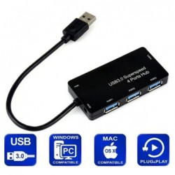 USB Hub superhastighet - 4 portar - USB 3.0 - 50 cm kabelfönster, MAC OS