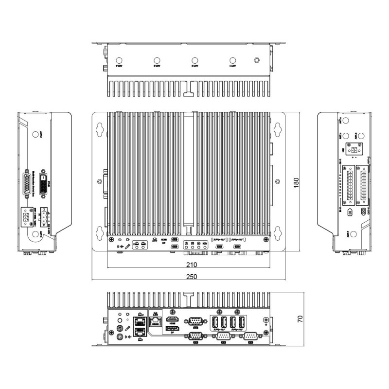 Embedded fläktlös PC GEN. 11 st i3,i5,i7 fläktlös dator. För DIN-skena montering Wide Temperature
