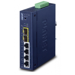 6 portar hanterad switch 4 x RJ45 10/100/1000 Mbps, 2 x 100/1000 Mbps SFP-kortplats. Redundant ring