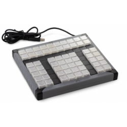 Programmerbart KVM-tangentbord med 60 tangenter. Skicka rena USB HID-koder. Lyft av nyckellocket för legender. USB.