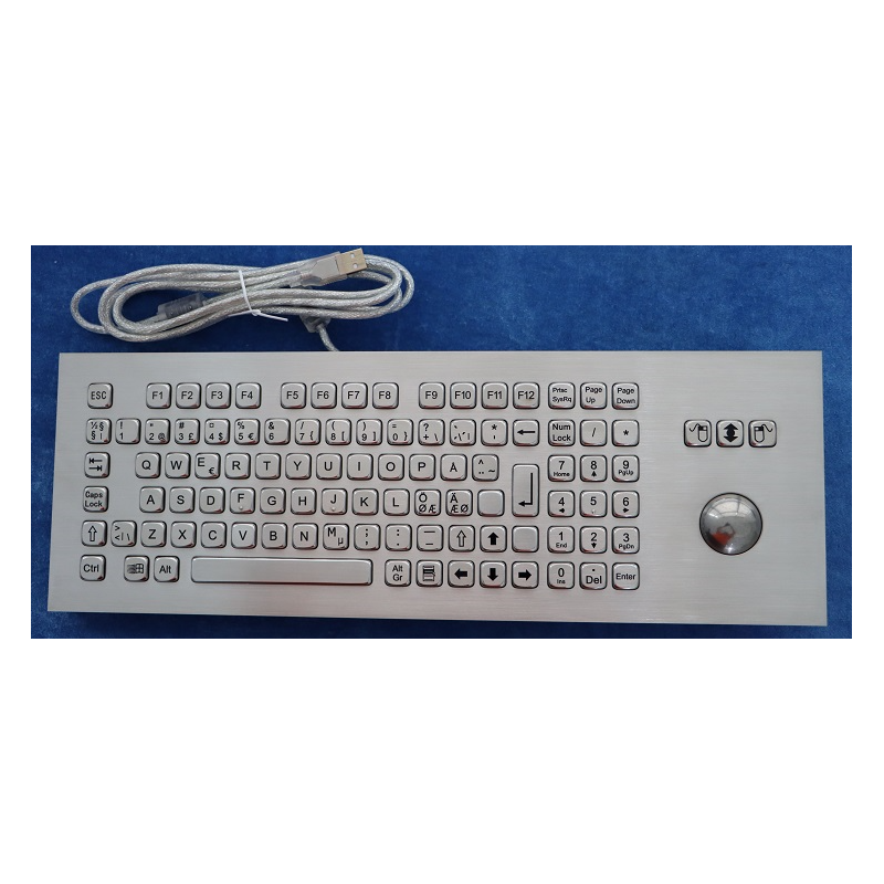 IP65 rostfritt tangentbord, styrkula. Fn-tangenter. För industriellt bruk - mycket robust och stänksäker, USB, nordisk layout