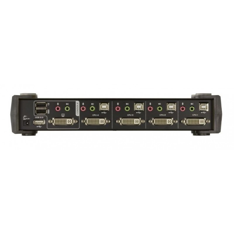 4 port KVM omskfiter DVI-D - USB - Hot Key -USB HUB delning mellan datorer