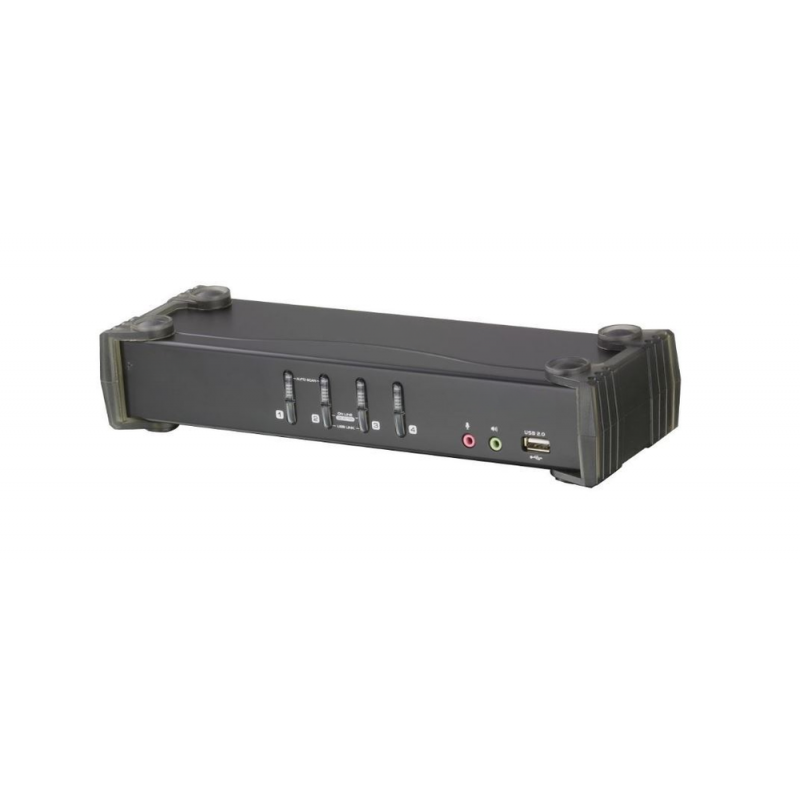 4 port KVM omskfiter DVI-D - USB - Hot Key -USB HUB delning mellan datorer