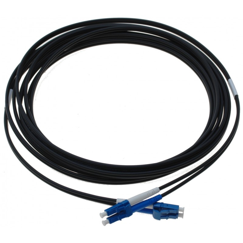 Armerad fiberkabel med SM Single Mode - 2 meter - 9/125my - Svart