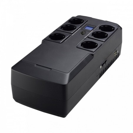 Pålitlig 800VA UPS med 12V/5Ah batteri & USB-laddare