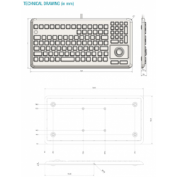 IP68 VESA Mini USB-tangentbord med trackball-mus industriell, medicinsk, laboratorierengöring med alkohol, aceton etc.