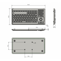 IP68 VESA Mini USB-tangentbord med trackball-mus industriell, medicinsk, laboratorierengöring med alkohol, aceton etc.