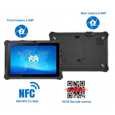 Robust IP65 industriell surfplatta med Intel i5, Windows 11, främre och bakre kamera, NXP, NFC, WLAN och Bluetooth