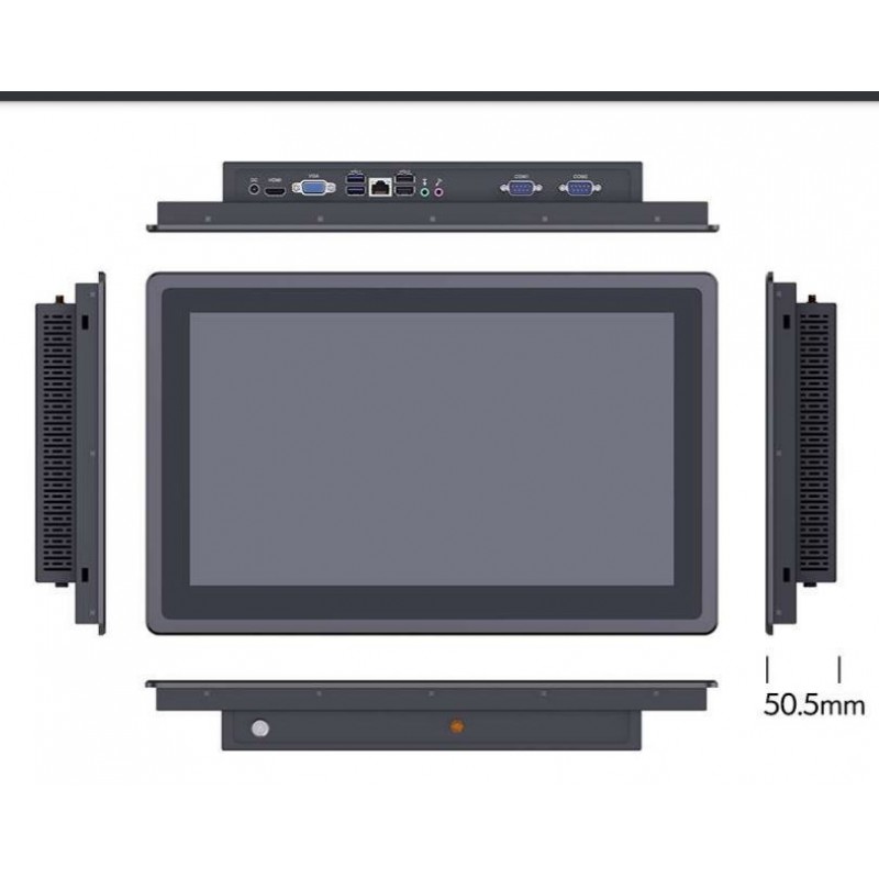 15,6" TFT-panel PC I3, 1000nits, Hög ljusstyrka för användning i solljus, Touch, RS232/422/485