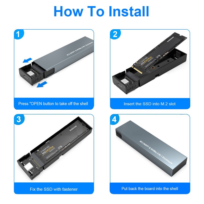 NVMe SSD till USB-adapter 10 Gb/s