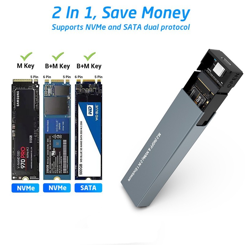 NVMe SSD till USB-adapter 10 Gb/s