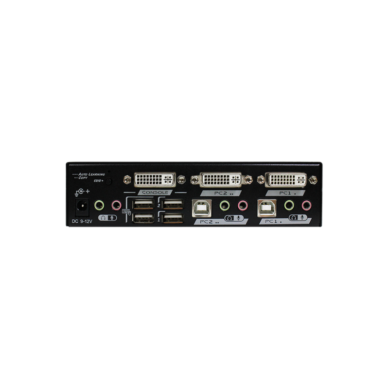 2-portars KVM-switch, 1 x DVI, USB, ljud (Dual Link DVI), 2560 x 1600, USB-HID, EDID-kopia