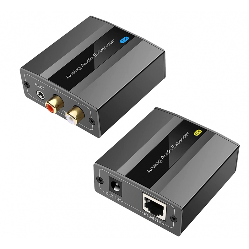 Ljudförlängare med lång räckvidd: RJ45, RCA/3,5 mm, punkt-till-punkt upp till 450M