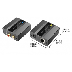 Ljudförlängare med lång räckvidd: RJ45, RCA/3,5 mm, punkt-till-punkt upp till 450M