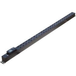 Strömställare för 19 "rackskåp, 24 x IEC C-13 kvinnlig kontakt, 16A CEE hane kontakt, LCD-skärm för spänning, effekt, kWh, sv