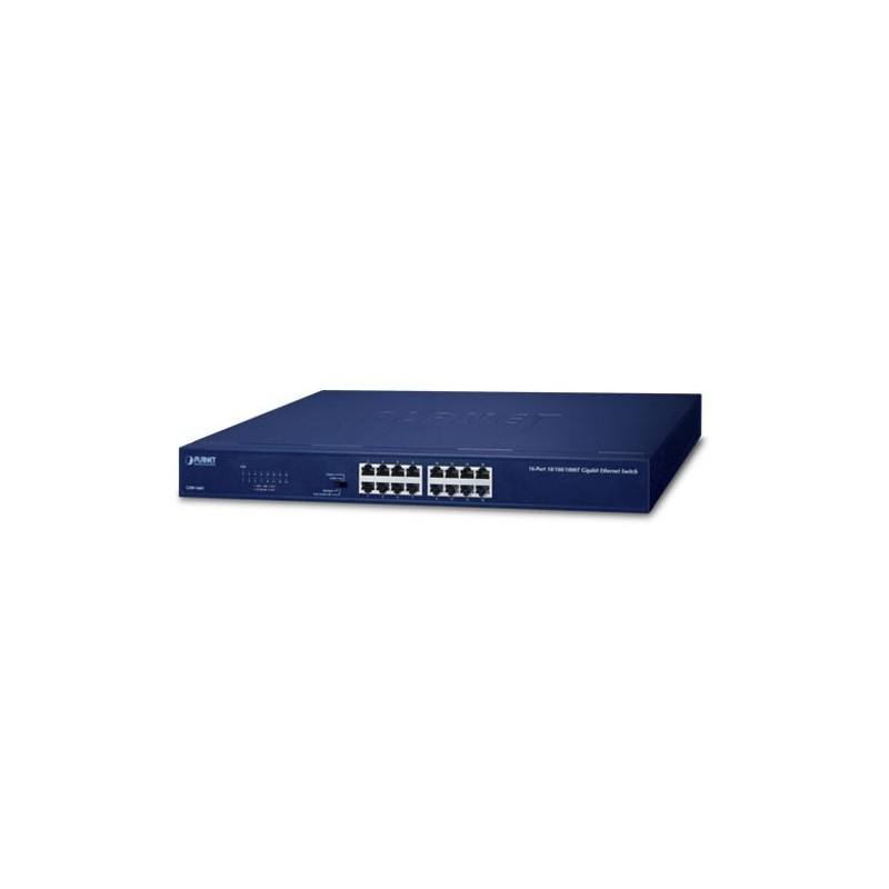 16-portars Gigabit Unmanaged Ethernet Switch med rackmontering