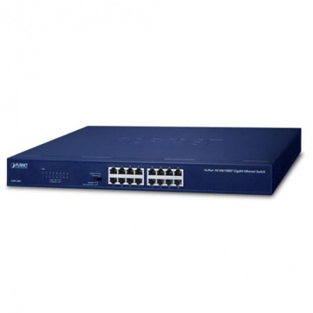 16-portars Gigabit Unmanaged Ethernet Switch med rackmontering