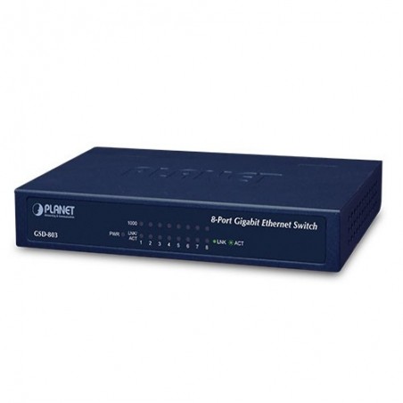8-portars gigabit-switch med PoE, 5 Vdc-matning