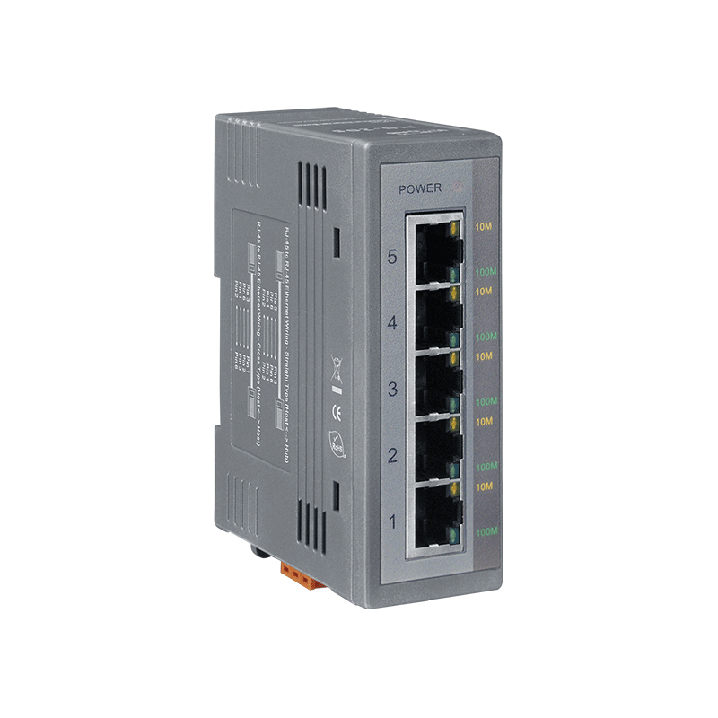 Industriell 5-portars switch 10/100/1000 Mbit RJ45 DIN-skena - Unmanaged