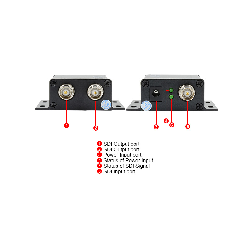 SDI Booster och splitter. 1:2 BNC. 3G-SDI, HD-SDI, SD-SDI, upp till 400 meter