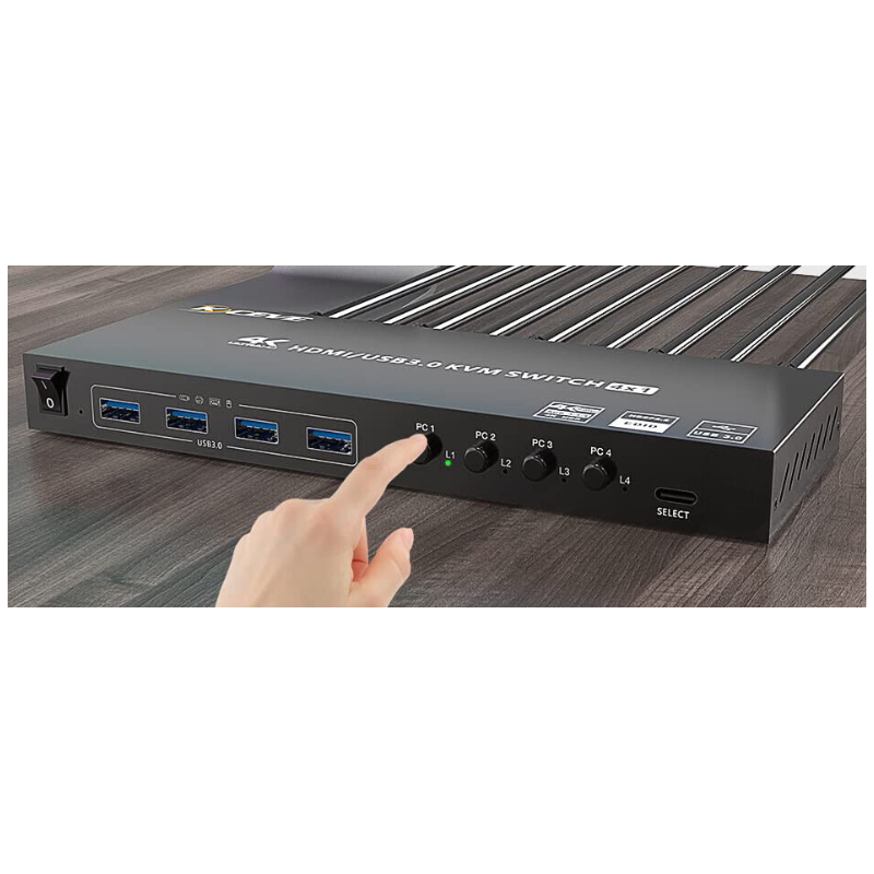 4-portars HDMI KVM-switch med USB 3.0, 4K@60Hz-stöd