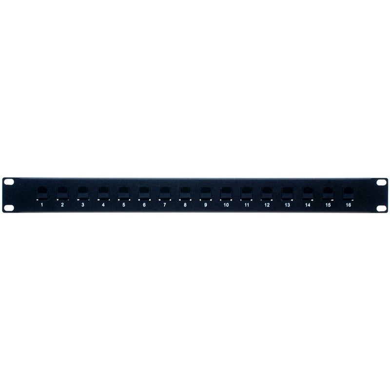 Patchpanel med 16 x RJ45, 1U, svarte