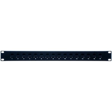 Patchpanel med 16 x RJ45, 1U, svarte