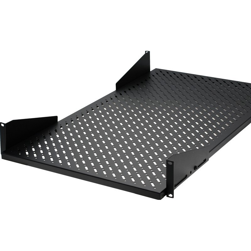 2U Hylla för fästning, 80cm, svart. För 19 "rackskåp