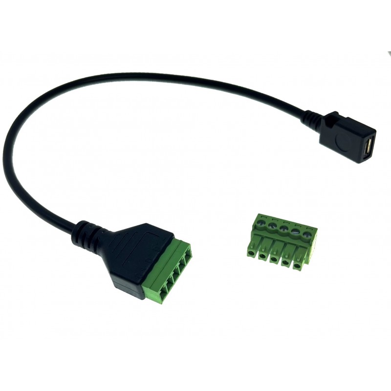 USB2.0-kabel med USB Micro hona till 5-stifts skruvterminal