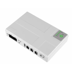 UPS 10,4Ah med DC-utgång. 85-265VAC ingång. USB, 5VDC, 9VDC, 12VDC utgång 12W. Passiv PoE-utgång